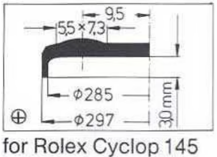 Verre de montre Swiss Compatible Rolex/Tudor Cyclope Ø 21,5mm à 29,7mm - Acrylique - 1 Pc