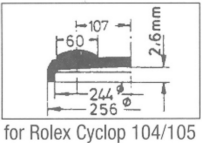 Verre de montre Swiss Compatible Rolex/Tudor Cyclope Ø 21,5mm à 29,7mm - Acrylique - 1 Pc