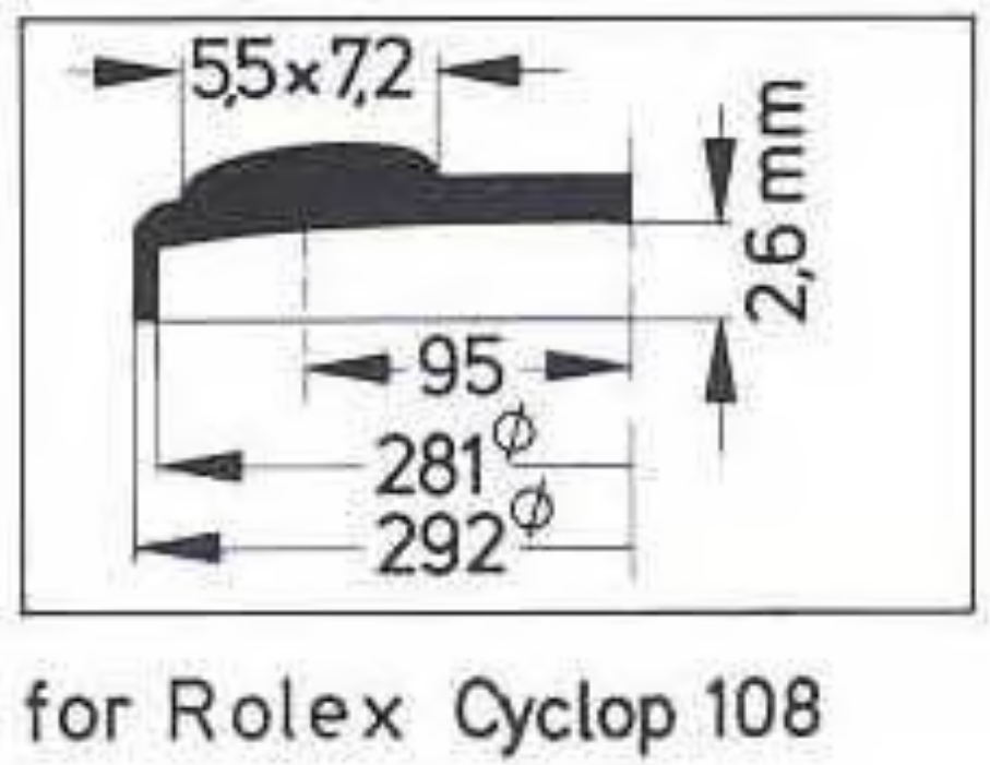 Verre de montre Swiss Compatible Rolex/Tudor Cyclope Ø 21,5mm à 29,7mm - Acrylique - 1 Pc