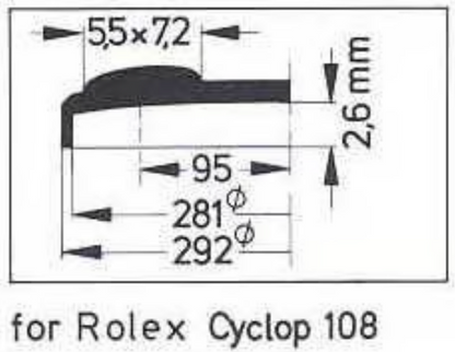 Verre de montre Swiss Compatible Rolex/Tudor Cyclope Ø 21,5mm à 29,7mm - Acrylique - 1 Pc