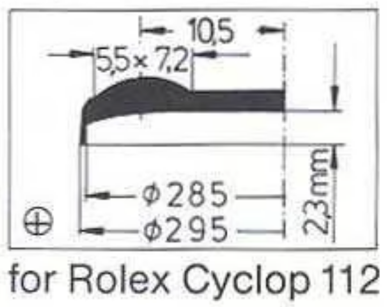 Verre de montre Swiss Compatible Rolex/Tudor Cyclope Ø 21,5mm à 29,7mm - Acrylique - 1 Pc