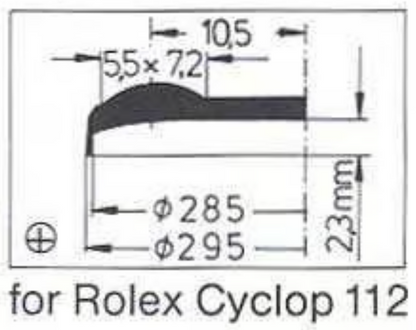Masar Verre de montre Swiss Compatible Rolex/Tudor Cyclope Ø 21,5mm à 33,2mm - Acrylique - 1 Pc