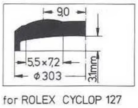 Verre de montre Swiss Compatible Rolex/Tudor Cyclope Ø 21,5mm à 29,7mm - Acrylique - 1 Pc
