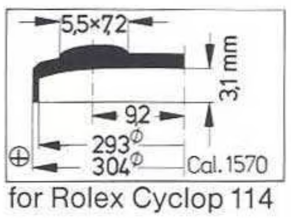 Verre de montre Swiss Compatible Rolex/Tudor Cyclope Ø 21,5mm à 29,7mm - Acrylique - 1 Pc