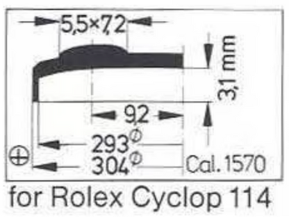 Verre de montre Swiss Compatible Rolex/Tudor Cyclope Ø 21,5mm à 29,7mm - Acrylique - 1 Pc