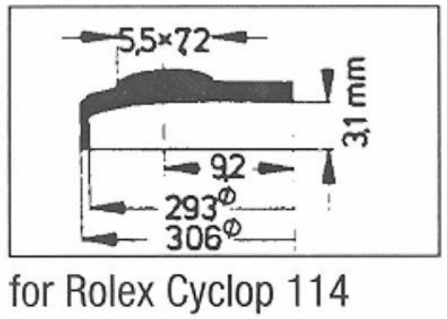 Verre de montre Swiss Compatible Rolex/Tudor Cyclope Ø 21,5mm à 29,7mm - Acrylique - 1 Pc