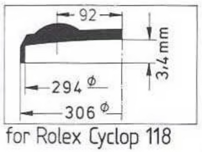 Verre de montre Swiss Compatible Rolex/Tudor Cyclope Ø 21,5mm à 29,7mm - Acrylique - 1 Pc