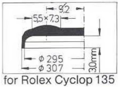 Verre de montre Swiss Compatible Rolex/Tudor Cyclope Ø 21,5mm à 29,7mm - Acrylique - 1 Pc