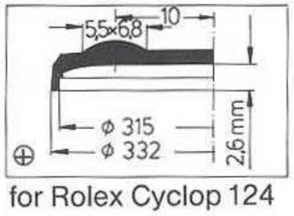 Verre de montre Swiss Compatible Rolex/Tudor Cyclope Ø 21,5mm à 29,7mm - Acrylique - 1 Pc