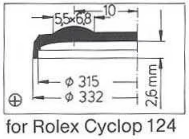 Masar Verre de montre Swiss Compatible Rolex/Tudor Cyclope Ø 21,5mm à 33,2mm - Acrylique - 1 Pc
