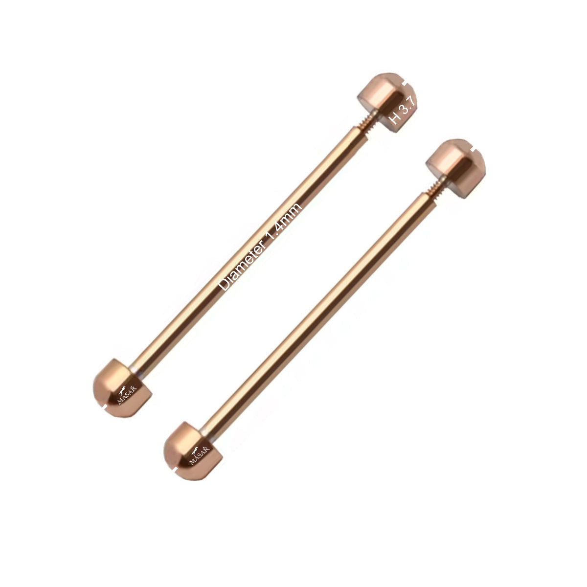 Masar Vite - Oro Rosa - Ø 1,4mm - Barretta a vite per cinturino - Acciaio Inossidabile – Testa H Ø 3,7mm - 2 Pz