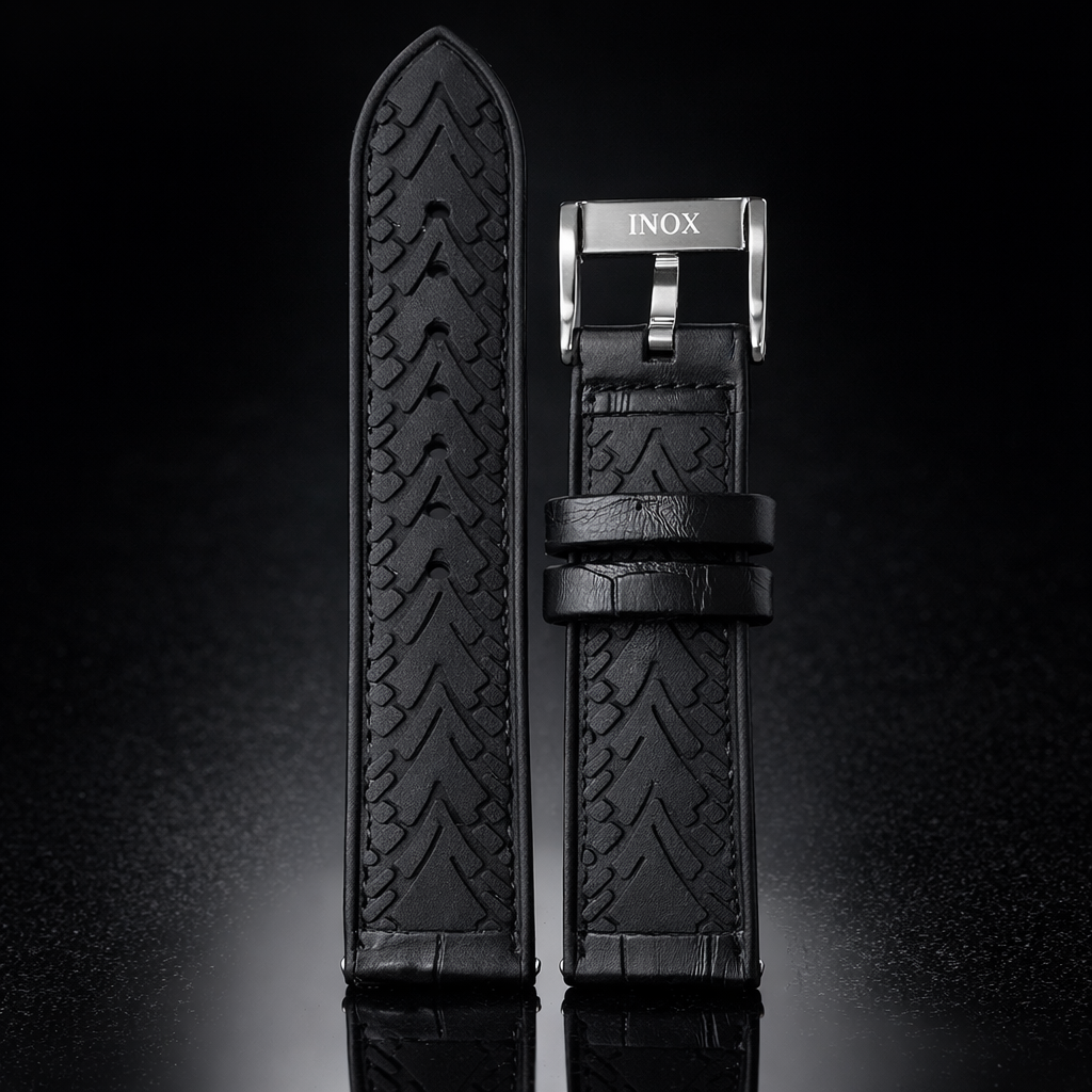 Hybrid Alligator Grain Leather / Silicone Sport Watch Strap - Premium - 4.5mm Thick - Universal