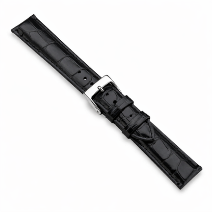 Masar Bracelet Montre Cuir Noir - Alligator de Louisiane Véritable - T 5,0mm - Made in Italy