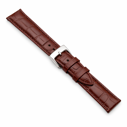 Masar Brown Leather Watch Strap - Genuine Louisiana Alligator - Thk 5.0mm - Made in Italy