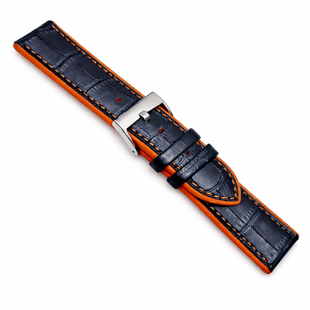 Hybrid Alligator Grain Leather / Silicone Sport Watch Strap - Premium - 4.5mm Thick - Universal