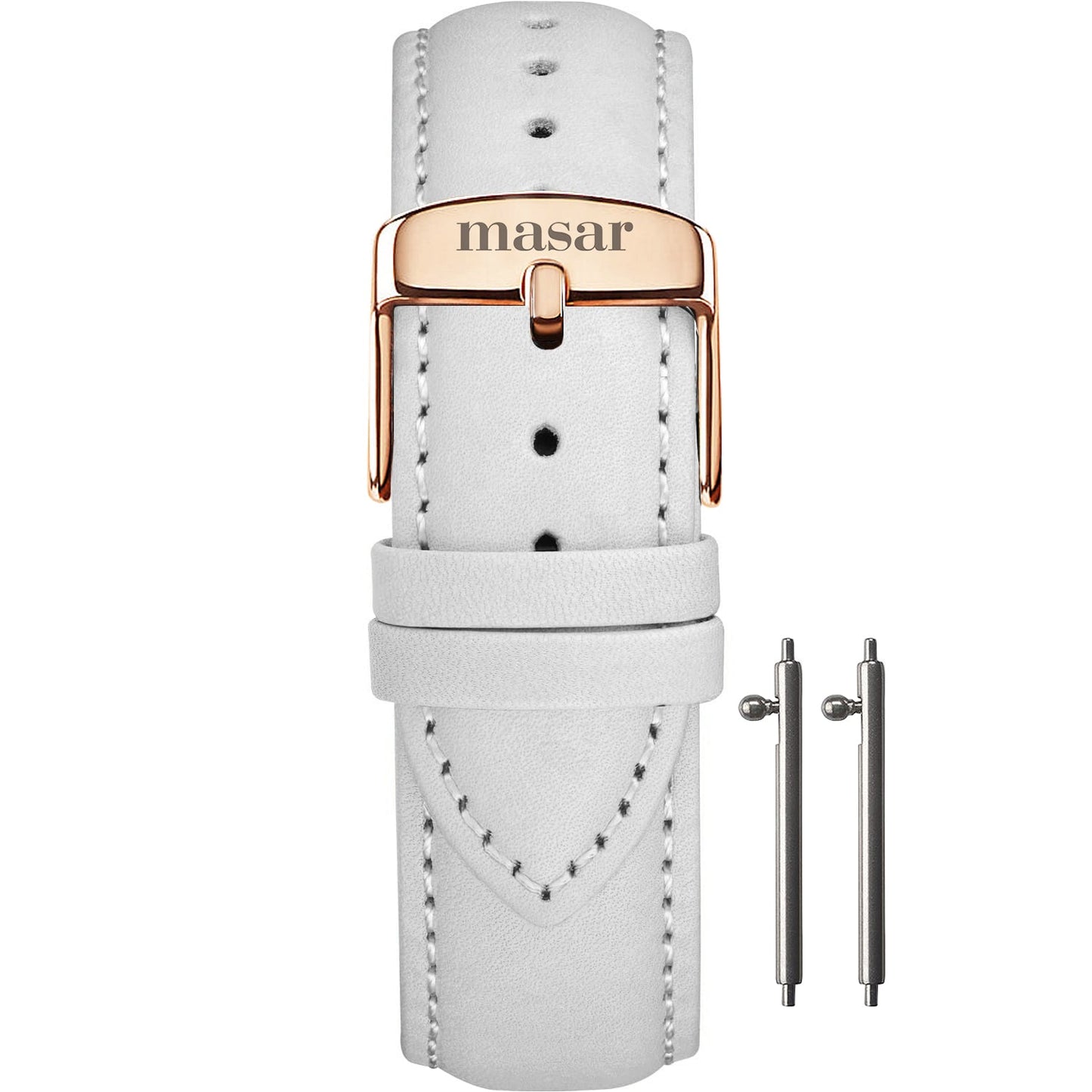 18mm Premium Libération Rapide - Cuir véritable Blanc - Boucle Rose Gold
