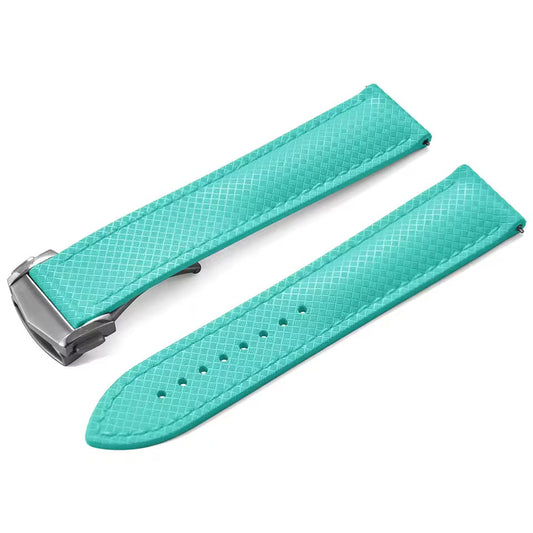 Masar Bracciale Orologio Gomma FKM Turchese Oceano - Chiusura Deployante / Racing / Rapido