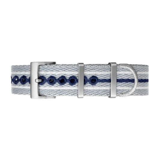 Nato Watch Strap Grey Navy Blue White - Braided Nylon 20mm 22mm