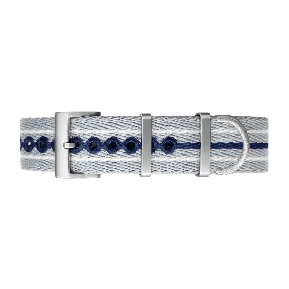 Masar Bracelet montre Nato Gris Bleu Marine Blanc - Nylon tressé 20mm 22mm