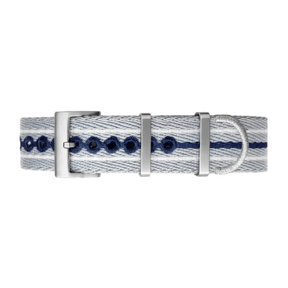 Masar Bracelet montre Nato Gris Bleu Marine Blanc - Nylon tressé 20mm 22mm
