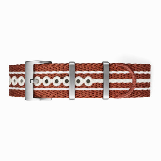 Masar Bracelet Montre Nato Rouge Blanc Beige - Nylon tressé 20mm 22mm