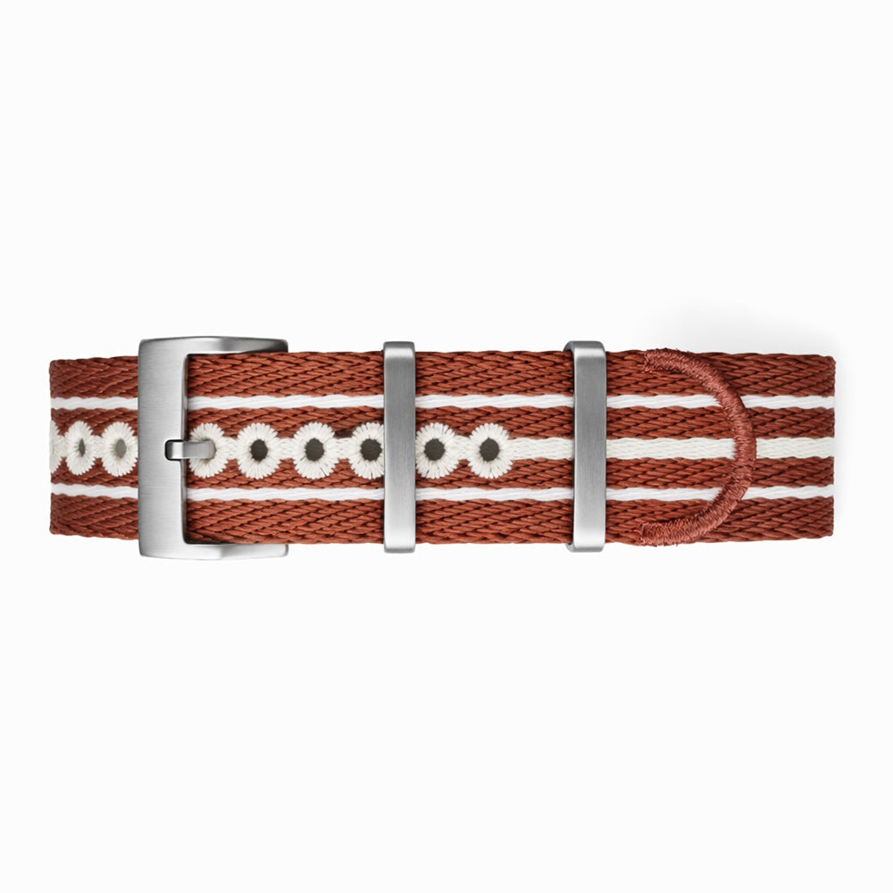 Masar Bracelet de Montre Nato Rouge Blanc Beige - Nylon tressé 20mm 22mm