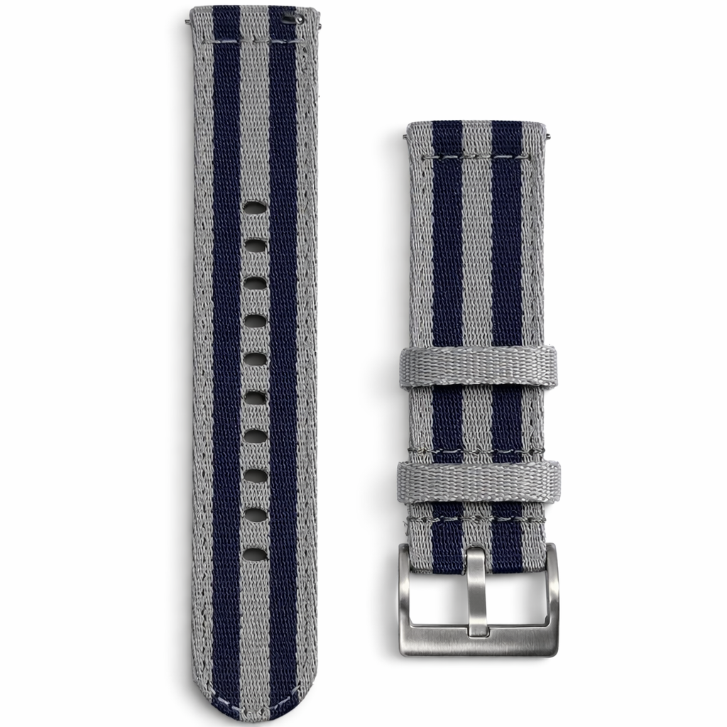 Cinturino Orologio in Tessuto Nylon Grigio / Blu Scuro - Rapido - Universale
