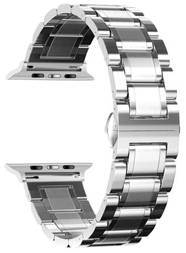 6 colores - Pulseras - Compatible con Apple Watch - Eslabones de acero inoxidable de 3 filas