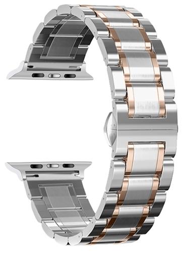 6 colores - Pulseras - Compatible con Apple Watch - Eslabones de acero inoxidable de 3 filas