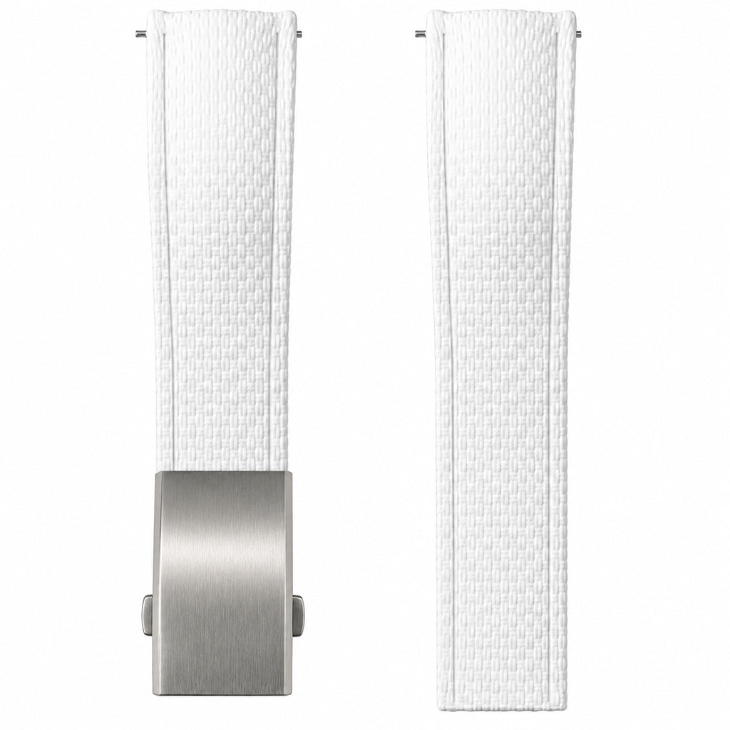 FKM Rubber Watch Strap - Compatible with Seiko - SAILCLOTH Texture / Curved & Quick Release / CTS - Deployment Clasp