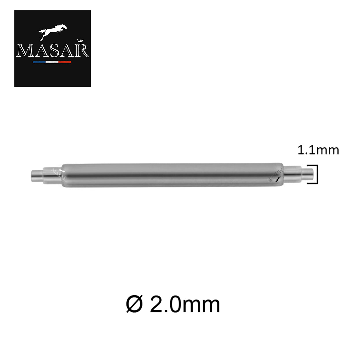 Masar Ø 2,0 mm 2 mm - Pasador de resorte - Correa de reloj - Compatible con Seiko - 1,1 mm - Acero inoxidable 304 o 316L 2 uds.