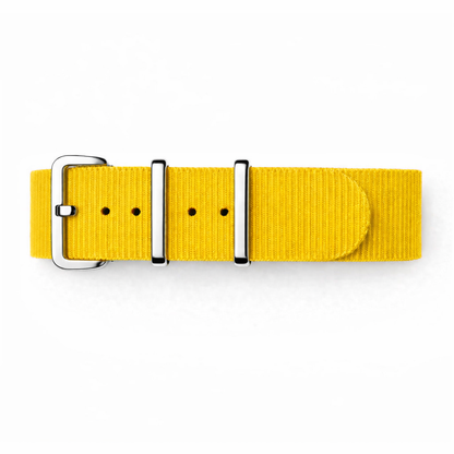 Masar Yellow NATO Watch Strap / Mirror Polished Silver Buckle