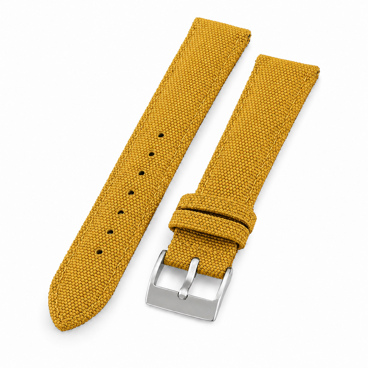 Bracelet de montre jaune en toile de voile (tissu nylon performance).