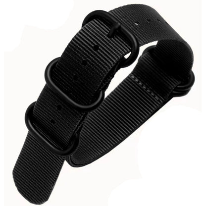 ZULU Bracelet Nato 19mm Nylon - Noir / Full Black - Homme - Strap Nylon 1,2mm