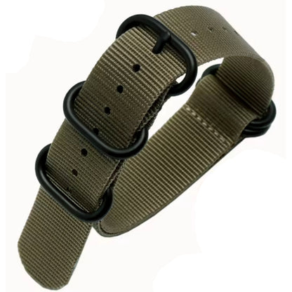Masar Bracelet de Montre ZULU Nato Nylon Vert-Olive – Boucle Noir - Homme - Nylon 1,2mm