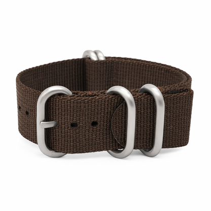 Bracelet Montre ZULU Nylon - Marron - Boucle Satin - Homme – Raide et épais 2mm