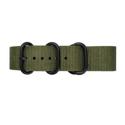 Masar Bracelet Montre ZULU Nato Nylon Vert-Olive – Boucle Noir - Homme - Nylon 1,2mm