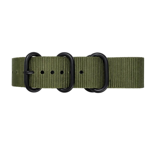 Masar Bracelet Montre ZULU Nato Nylon Vert-Olive – Boucle Noir - Homme - Nylon 1,2mm