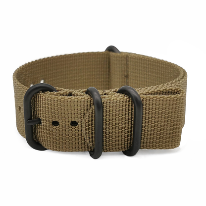 Bracelet Montre ZULU Nylon Vert-Olive – Boucle Noir - Homme - Raide et épais 2mm