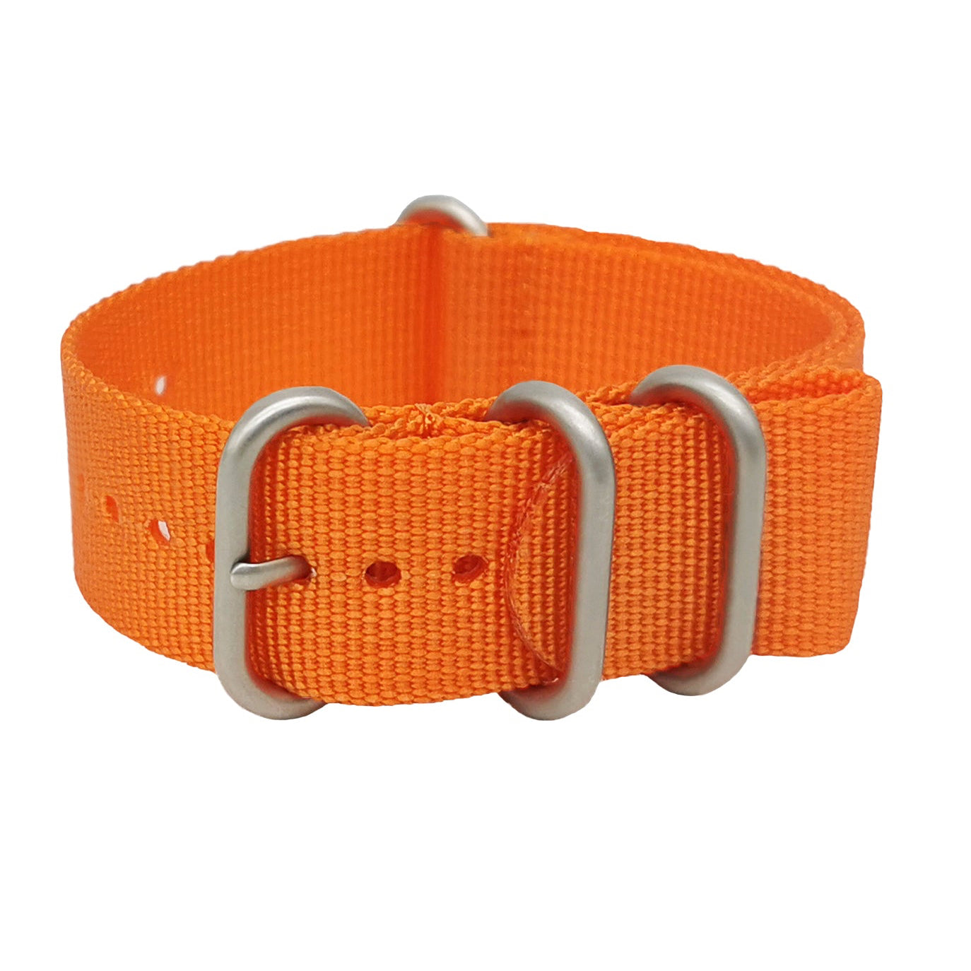 Masar Bracelet Montre ZULU Nylon Orange - Boucle Satin - Homme - Raide et épais 2mm