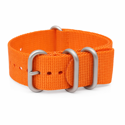 Bracelet Montre ZULU Nylon Orange - Boucle Satin - Homme - Raide et épais 2mm