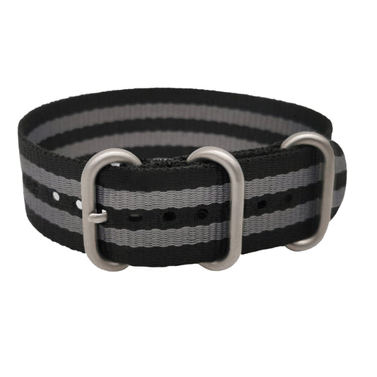 Masar Bracelet Montre ZULU Nato Nylon Gris / Noir / Boucle Satin - Special – Fin