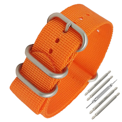 Masar ZULU Bracelet Nato 22mm Nylon - Orange / Boucle Satin - Homme - Strap Raide et épais 2mm