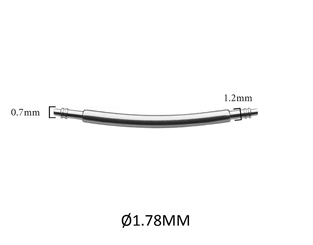 14mm à 26mm SLX178C | Ø 1.78mm Barrettes à Ressort - Incurvé, Courbé - Double Flange (Bride) - Inox 316L - 2 pcs