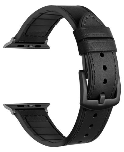 Hybride Cuir / Silicone - Bracelets de Montre Compatible Apple pour Watch 1,2,3,4,5,6,7,8,SE,Ultra